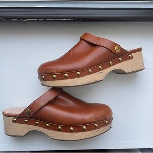 J. Crew Convertible brown tan leather clogs